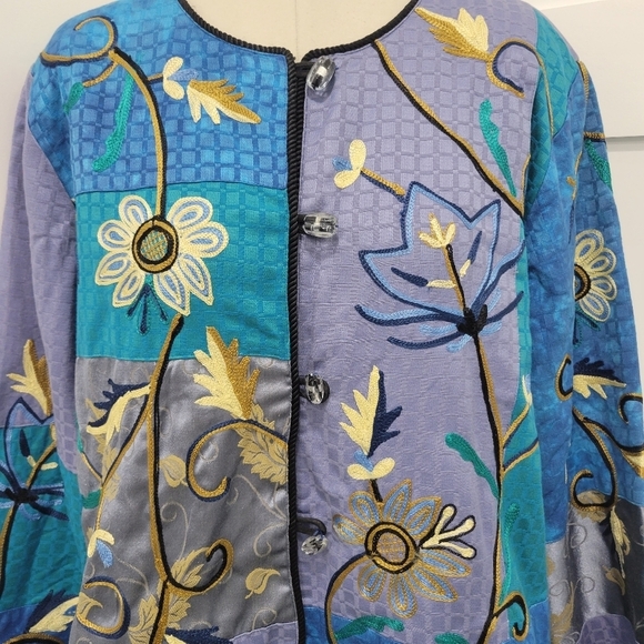 Vintage Draper's & Damon's Women's Artsy Patchwork Embroidered Jacket Size XL - Picture 2 of 16